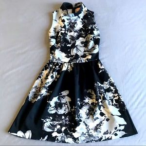 Floral High Neck Skater Dress
